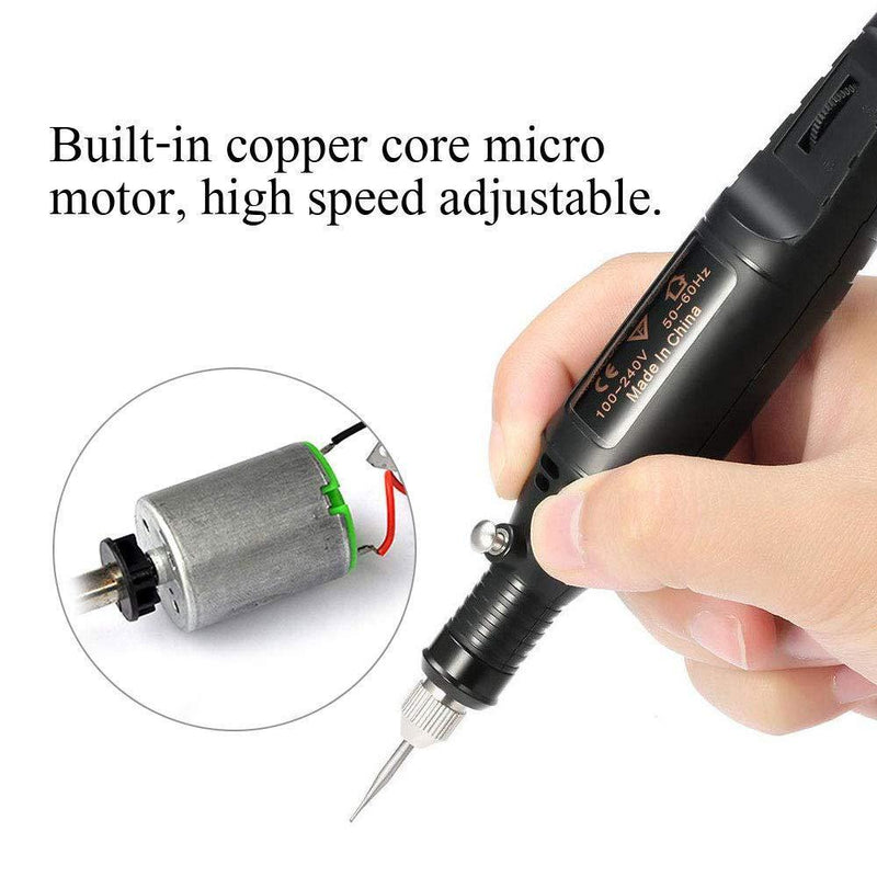 Electric Micro Engraving Etcher Engraver Pen, Mini Engraving Tool Kit, Adjustable Speed Carve Tool Set, 6 Polishing Head, 8 Stencils, 30 Bits Scriber Etcher for DIY Metal, Jewelry, Wood by AODOOR