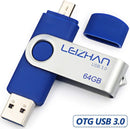 LEIZHAN OTG 32GB USB Flash Drive USB 2.0 Micro USB Pen Drive Memory Stick u Disk (Blue)