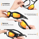 BELINOUS Safety Glasses, Polarized Motorcycle Riding Glasses Goggles Sunglasses Accessory for Men Women, 4 in 1 Copper Smoke Clear Yellow Lenses, Black Frame, Cycling Driving Hunting Fishing Shooting