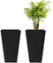 La Jolíe Muse Tall Planters 26 Inch, Flower Pot Pack 2, Patio Deck Indoor Outdoor Garden Tree Planters, Black