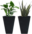 La Jolíe Muse Tall Planters 26 Inch, Flower Pot Pack 2, Patio Deck Indoor Outdoor Garden Tree Planters, Black