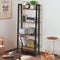 KingSo Industrial Ladder Shelf 4-Tier Shelves Vintage Rustic Storage Rack Shelves, Wood Look Accent Furniture, Metal Frame for Living Room Study Lounge Bedroom Office