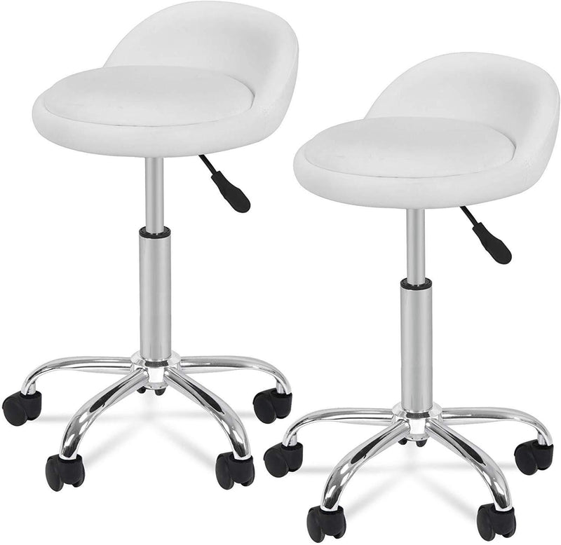 Adjustable Hydraulic Rolling Swivel Salon Stool Chair Tattoo Massage Facial Spa Stool Chair with Back Rest (PU Leather Cushion) (1PCS)