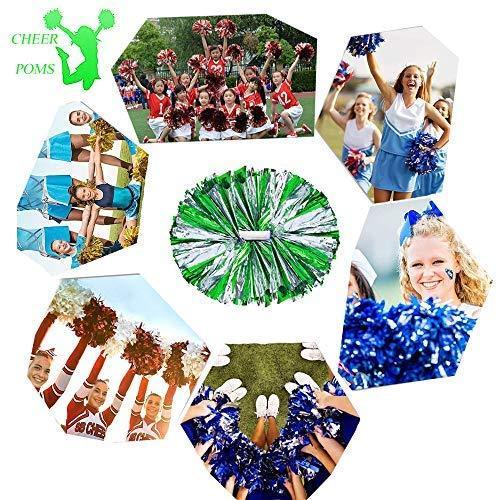 4Pcs Metallic Cheerleading Pom Poms for Kids, Creatiee 2 Pair Cheerleader Cheering Squad Pompoms for Boy Girl School Sports Games Team Spirit Cheer