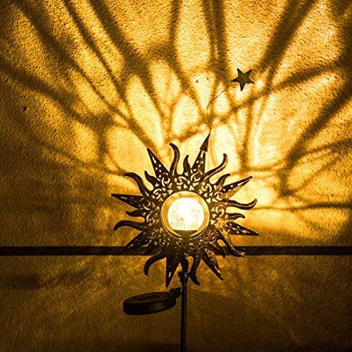 ATHLERIA Garden Solar Lights Outdoor, Sun Decor, Crackle Glass Ball Waterproof Metal Decorative Stakes Lights for Lawn,Patio,Pathway,Yard (Sun)