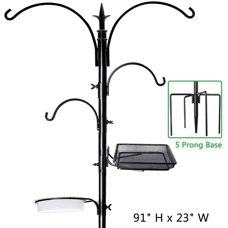 Spriland 91" x 23" Premium Bird Feeding Station Kit, Bird Feeder Pole Wild Bird Feeder Hanging Kit Bird Bath for Bird Watching Birdfeeder Planter Hanger