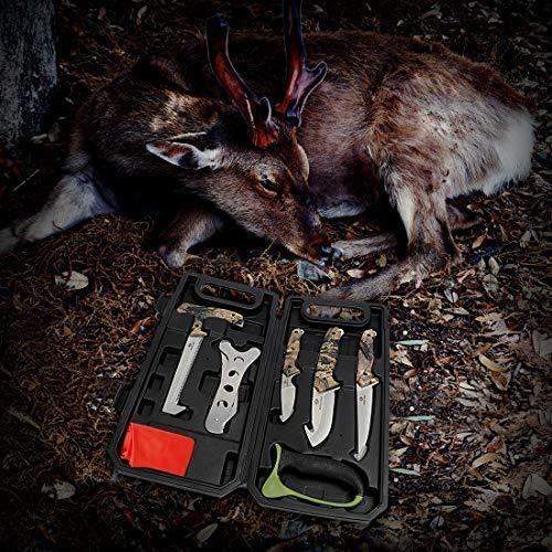 Mossy Oak Hunting Field Dressing Kit - Fixed Blade Full Tang Handle Portable Butcher Game Processor Set