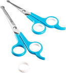 Elfirly Dog Grooming Scissors Set - 2 Pet Grooming Scissors – Safe Rounded Tips – 1 Small Micro Serrated Dog Trimming Scissor For Face, Ear, Nose & Paw + 1 Larger Dog Scissor