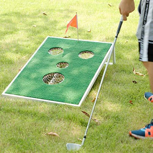 OOFIT Smiling Face Golf Cornhole Game with Chipping Mats Tailgate Chipping Game Set, Great Fun with Friends and Family