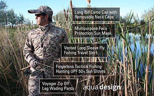 Aqua Design Fishing Hunting Masks Neck Gaiters for Men and Youth: UPF 50+ Sun Mask Protection: Camo Half Face Cover Balaclava Bandana