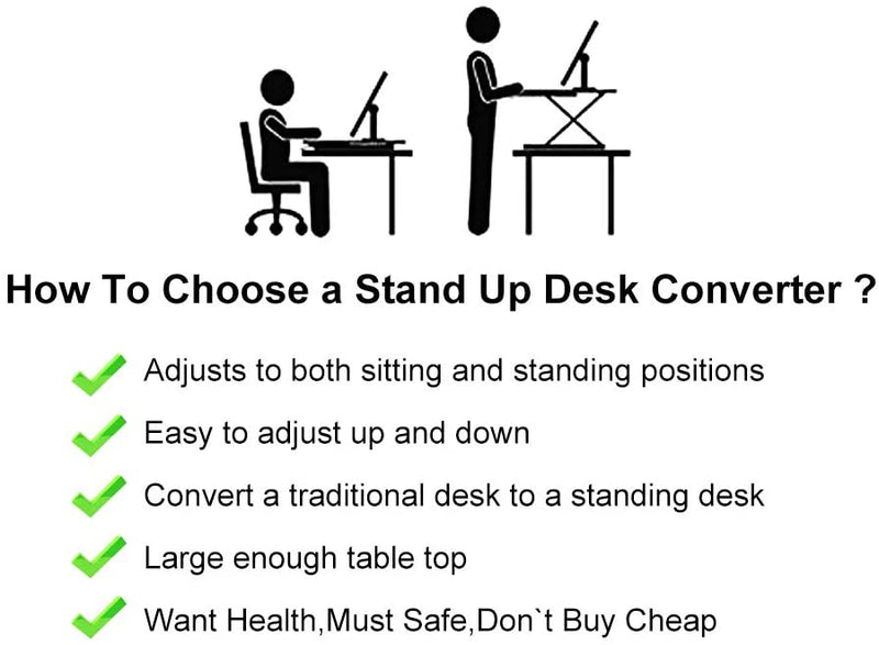 Standing Desk,Big Height Adjustable Standing Desk Converter, 20.1×31.5 Inch Work Area, Fully Assembled (Black) by Defy Desk