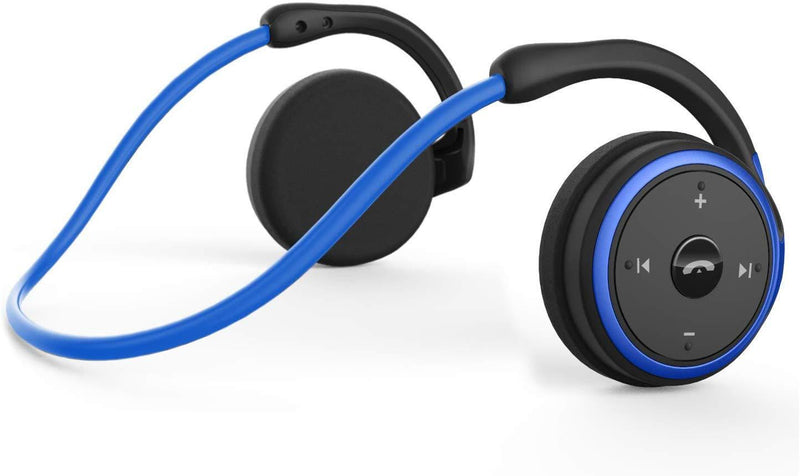 Small Bluetooth Headphones Behind The Head, Sports Wireless Headset with Built in Microphone and Crystal-Clear Sound, Fold-able and Carried in The Purse, and 12-Hour Battery Life, Blue