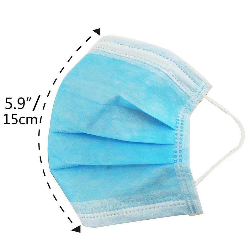 100pcs Thick Disposable Anti-Dust Face Mask by Vigor Fusion with Earloop for Nail Salons, Occupational, Construction, Paint, Gardening(Light Blue)