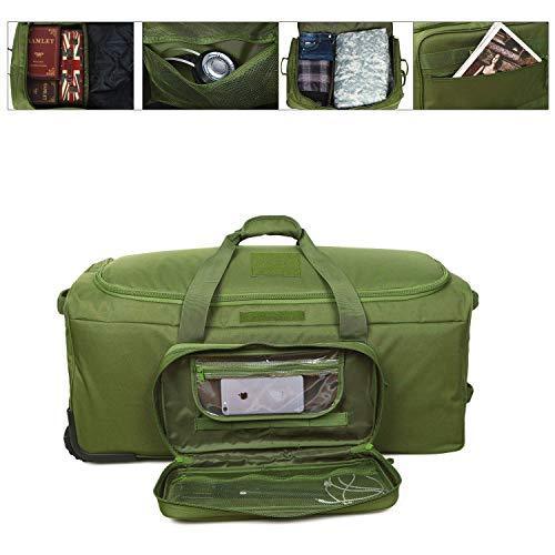 ARMYCAMOUSA Military Tactical Wheeled Deployment Trolley Duffel Bag Heavy-Duty Camping Hiking Running Trekking