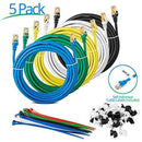 Maximm Cat7 Ethernet Cable, 15 Feet, Green, 5-Pack - Pure Copper - RJ45 Gold-Plated Snagless Connectors 600 MHz, 10 Gbps. for Fast Network & Computer Networking + Cable Clips and Ties