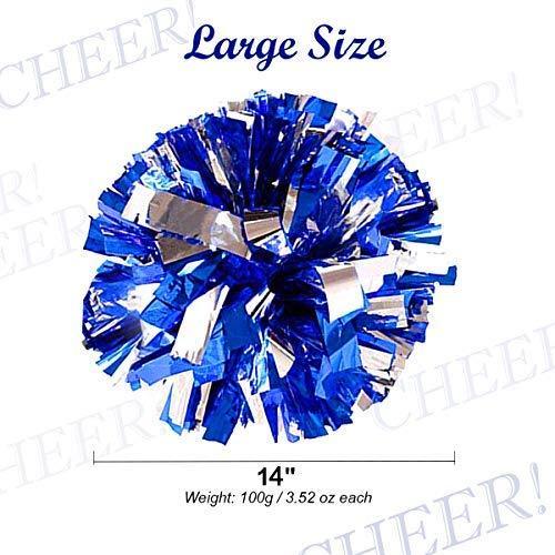 hatisan 4Pcs Large Cheerleader Pom Poms, Pom Poms Cheerleading Metallic Foil & Plastic Ring Pompoms Cheerleader, Cheerleading Poms Accessory Pompoms Cheer for Sports Team Spirit Cheering