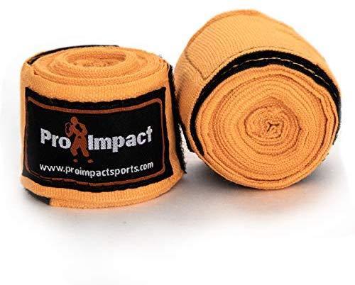 Pro Impact Mexican Style Boxing Handwraps 180" with Closure – Elastic Hand & Wrist Support for Muay Thai Kickboxing Training Gym Workout or MMA for Men & Women - 1 Pair