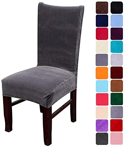 smiry Velvet Stretch Dining Room Chair Covers Soft Removable Dining Chair Slipcovers Set of 2, Peacock Green