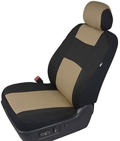 BDK OS-309-BG Polypro Black/Car Seat Cover, Easy Wrap Two-Tone Accent for Auto, Split Bench, Tan Beige