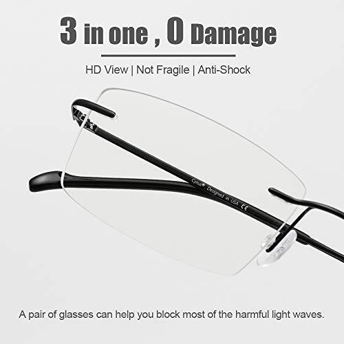 Cyxus Blue Light Blocking Computer Glasses [Better Sleep] Anti Digital Eye Strain Headache Video Eyewear (Blue Browline Frame)