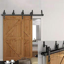 ZEKOO Rustic 6 FT by Pass Barn Doors Hardware Sliding Black Steel Big Wheel Roller Track for Double Wooden Doors