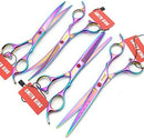 Elfirly 7.0in Professional Pet Grooming Scissors Set,Straight & Thinning & Curved Scissors 4pcs Set for Dog Grooming