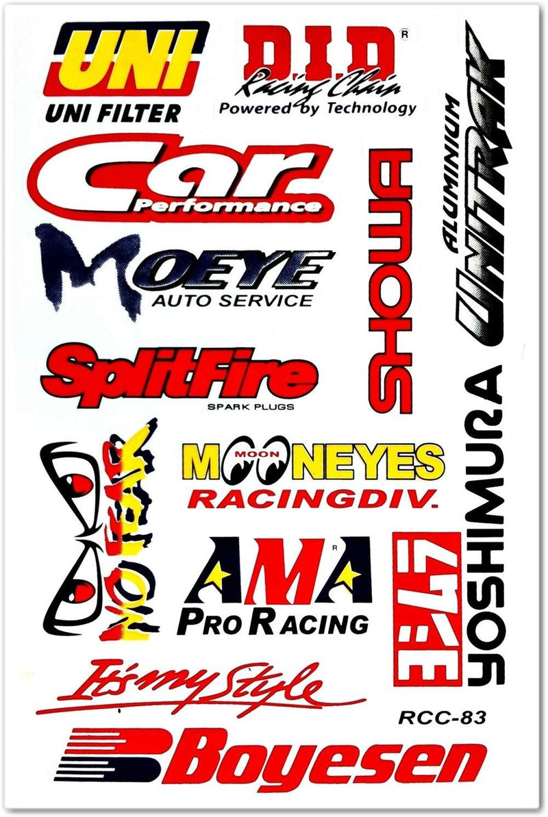 Auto Car Race Hot Rod Racer Performance Equipment Tool Automotive Motorsport Skateboard Bike Parts Accessories Helmet Racing Pack 6 for Kids Adults Teens Graffiti Vinyl Decals Stickers D6728 Best4Buy