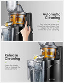 Aicok Masticating Juicer, Juicer Machine with 3” Whole Juicer Chute for Fruits and Vegetables, Slow Juicer Extractor Easy to Clean with Pre-Clean Function and Brush, Quiet Motor, BPA-FREE, Black