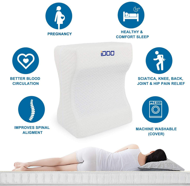 Knee Pillow Leg Pillows Memory Foam Pillow with Cooling Gel & Adjustable Strap, Leg Position Pillow for Sciatica Relief, Back Pain, Leg Pain, Hip & Joint Pain, Pregnancy & Side Sleeper by iDOO