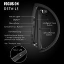 Bluetooth Headphones, RoomyRoc Wireless Neckband Headset Evoking Siri & Bixby with Retractable Earbuds, Sports Sweat-Proof Noise Cancelling Foldable Stereo Earphones with Mic (Black)