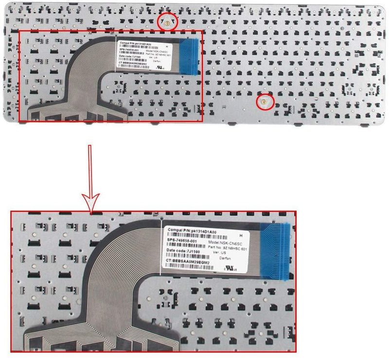 TLBTEK Replacement Keyboard with Frame Compatib HP Pavilio 15-d 15-f 15-g 15-r 15-e 15-f387wm 15-d035dx 15-f233wm 15-f272wm 15-f010wm 15-n290nr 15-e 15-f222wm 15-f271wm US Layout