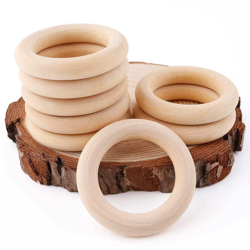 Teething Rings for Babies 5.5cm(2.1in) 20pcs Maple Original Wood Teether DIY jewelry Toys Infant Rattle (0.35in thick)