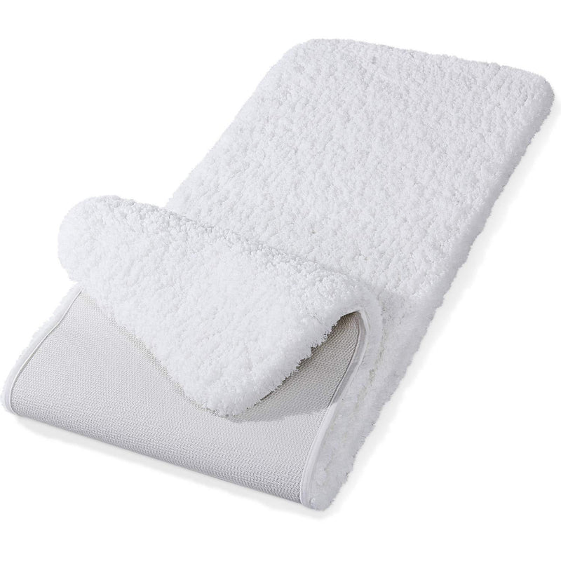 Lifewit Bath Mat White Bathroom Rug Soft Shag Water Absorbent with Non-Slip Rubber, 32" x 20"