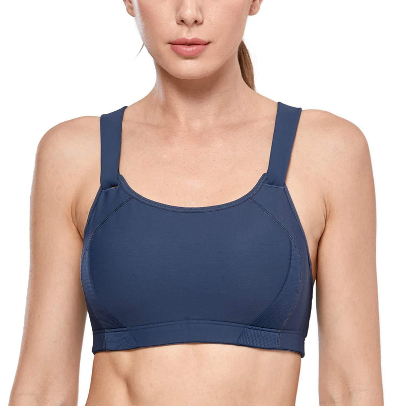 SYROKAN Women's Front Adjustable Lightly Padded Wirefree Racerback High Impact Sports Bra