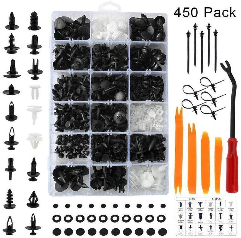 ANTS PART 415 PCS Car Retainer Clips & Plastic Fasteners Kit-18 Most Popular Sizes Auto Push Pin Rivets Set -Door Trim Panel Clips for GM Ford Toyota Honda Chrysler