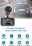 Dash Cam Front and Rear CHORTAU Dual Dash Cam 3 inch Dashboard Camera Full HD 170° Wide Angle Backup Camera with Night Vision WDR G-Sensor Parking Monitor Loop Recording Motion Detection