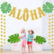 TMCCE Hawaiian Aloha Party Decorations Large Gold Glittery Aloha Banner for Luau Party Supplies Favors