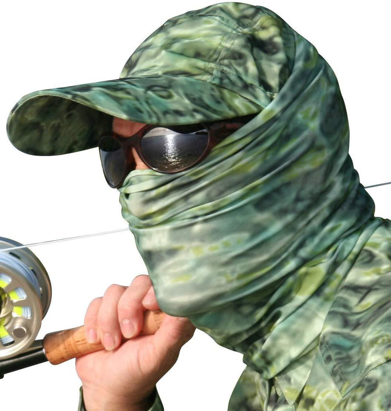 Aqua Design Fishing Hunting Masks Neck Gaiters for Men and Youth: UPF 50+ Sun Mask Protection: Camo Half Face Cover Balaclava Bandana