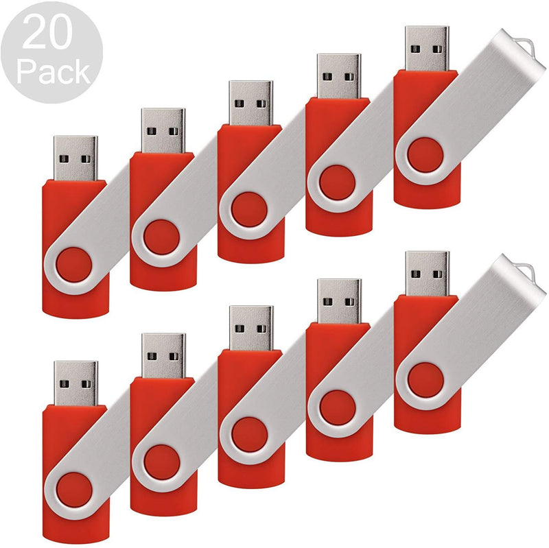 RAOYI 100PCS 4G USB Flash Drive USB 2.0 4GB Flash Drive Memory Stick Fold Storage Thumb Stick Pen New Swivel Design Red