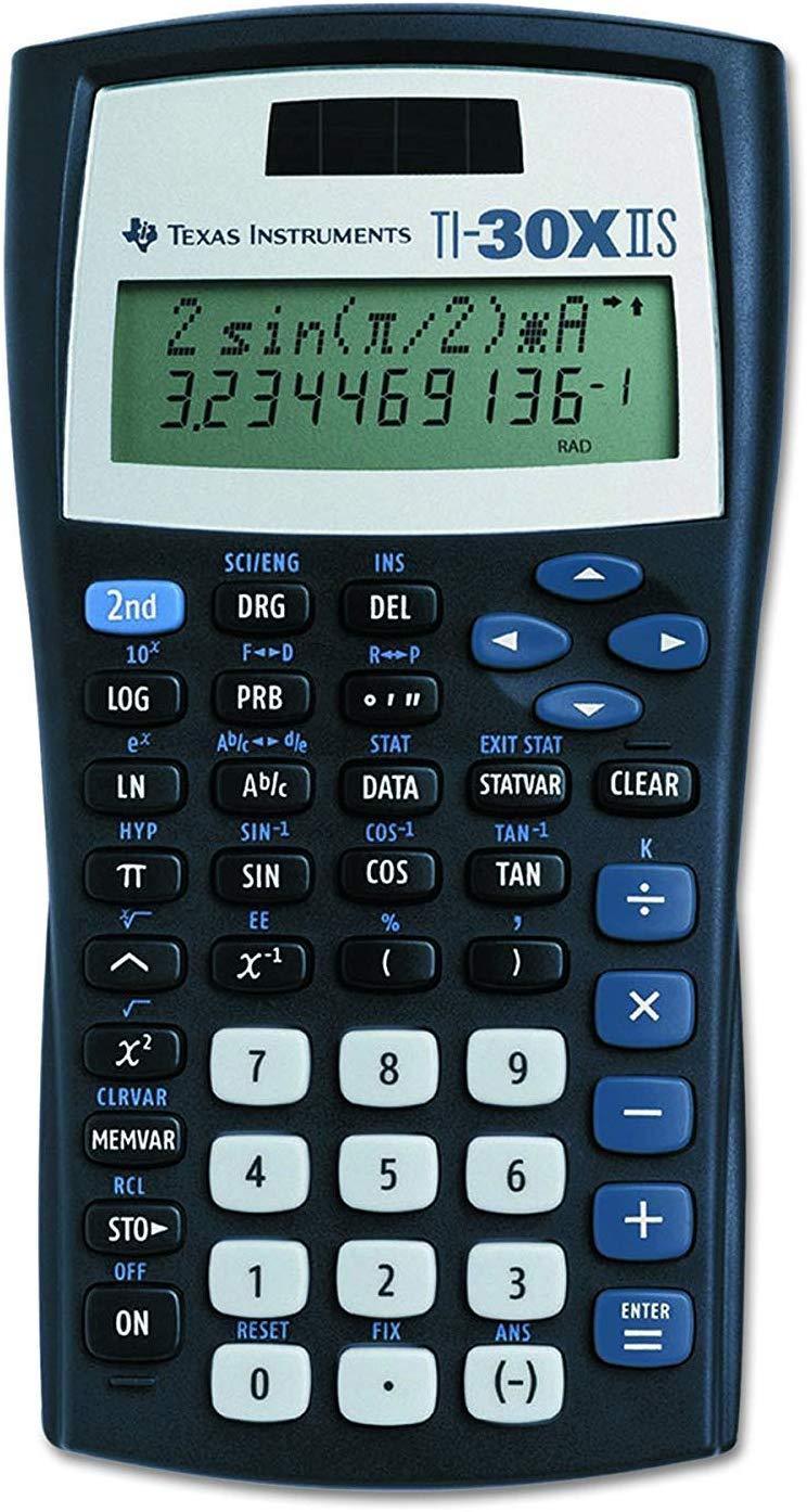 Texas Instruments TI-30X IIS 2-Line Scientific Calculator, Black with Blue Accents