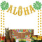 TMCCE Hawaiian Aloha Party Decorations Large Gold Glittery Aloha Banner for Luau Party Supplies Favors