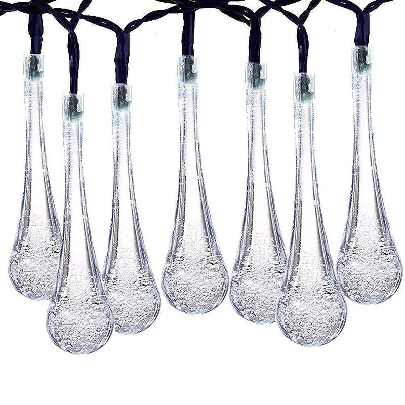 SUPSOO Solar String Lights 40 LED Water Drop Solar Waterproof Lights for Garden, Patio, Yard, Home, Parties - White