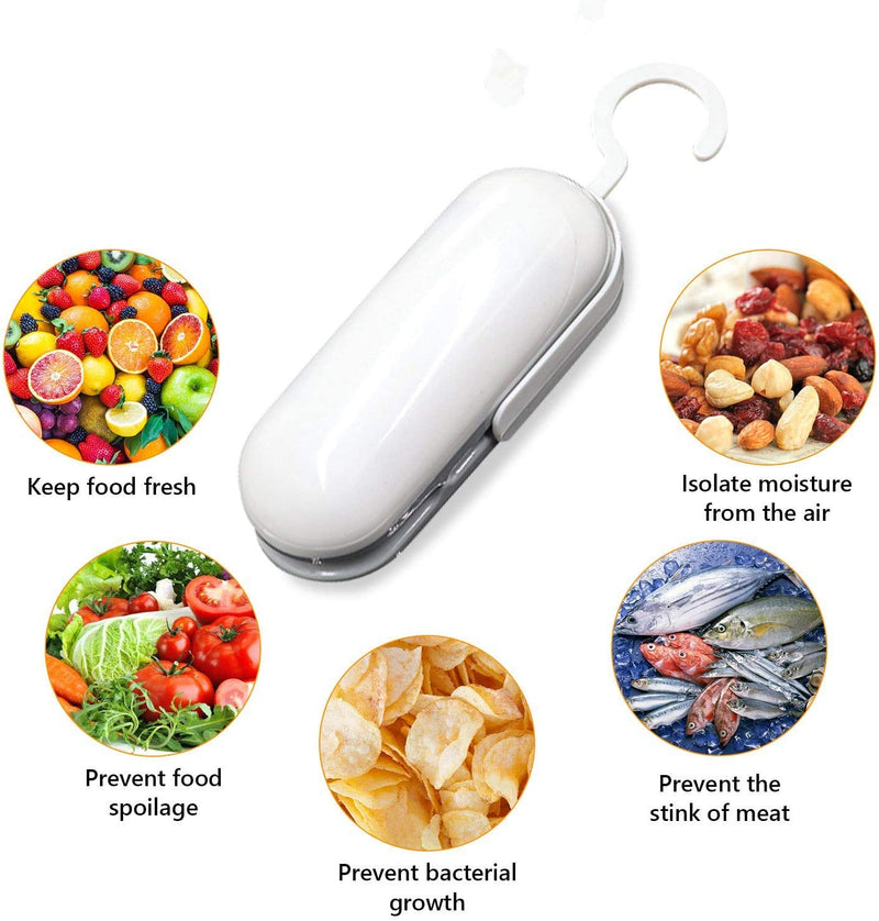 GOGING Mini Bag Sealer, 2 in 1 Heat Sealer and Cutter, Portable Bag Resealer Sealer Heat Vacuum Sealers for Plastic Bags Food Storage Snack Fresh Bag Sealer (Battery Not Included)