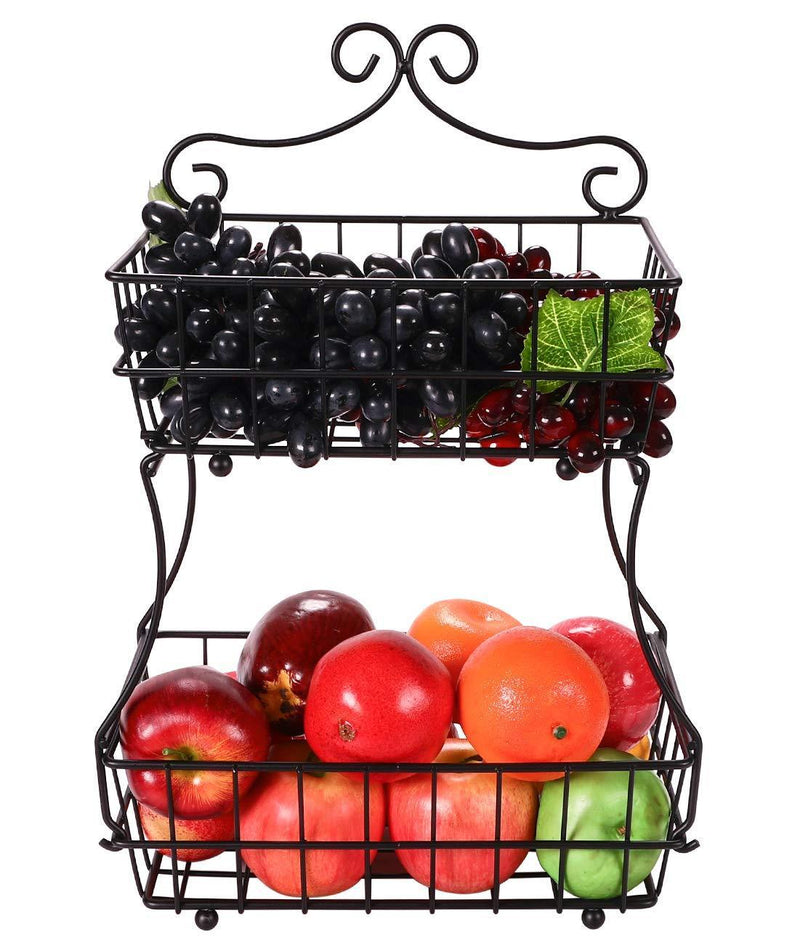 TQVAI Screwless 2 Tier Fruit Bread Basket Display Stand - Upgrade Version