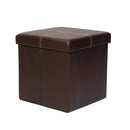 Otto & Ben 15" Storage Folding Toy Box Chest with Memory Foam Seat Tufted Faux Leather Small Ottomans Bench Foot Rest Stool, 15"x15"x15", Brown