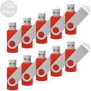 RAOYI 100PCS 4G USB Flash Drive USB 2.0 4GB Flash Drive Memory Stick Fold Storage Thumb Stick Pen New Swivel Design Red