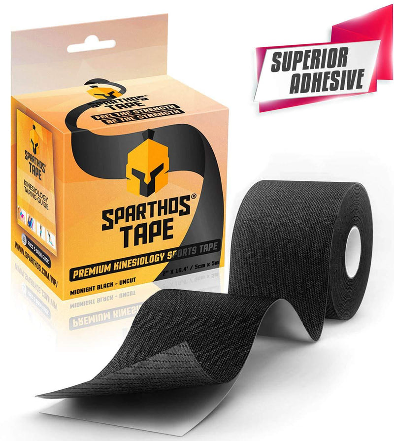 Sparthos Kinesiology Tape - Incredible Support for Athletic Sports and Recovery - Free Kinesiology Taping Guide! - Uncut 2 inch x 16.4 feet Roll