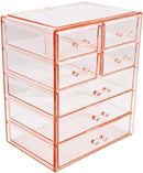 Sorbus Cosmetics Makeup and Jewelry Big Pink Storage Case Display- 4 Large and 2 Small Drawers Space- Saving, Stylish Acrylic Bathroom Case