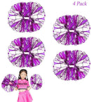 4Pcs Metallic Cheerleading Pom Poms for Kids, Creatiee 2 Pair Cheerleader Cheering Squad Pompoms for Boy Girl School Sports Games Team Spirit Cheer