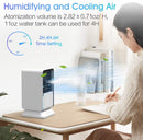 MOSAJIE Portable Air Conditioner, Oscillating Air Cooler Desk Fan Evaporative Air Mist Humidifier with Timer for Home, Office